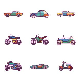 Transportation icon sets preview