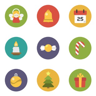 Flat Christmas Circle icon sets preview