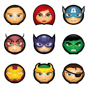 Avengers Superhero Avatar icon sets preview