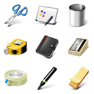 Office supplies icon sets preview