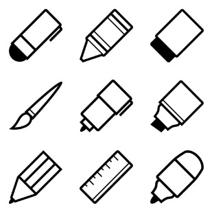 writing implements icon sets preview