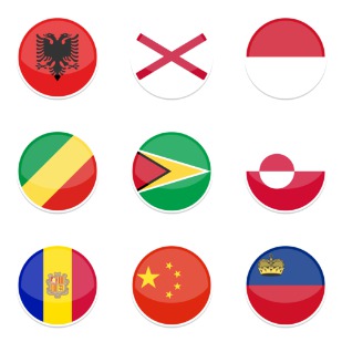 Flat Round World Flag icon sets preview