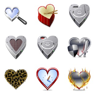 Hearts icon sets preview