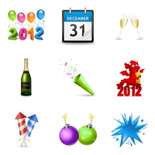 New Year icon sets preview