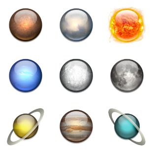 Solar System icon sets preview