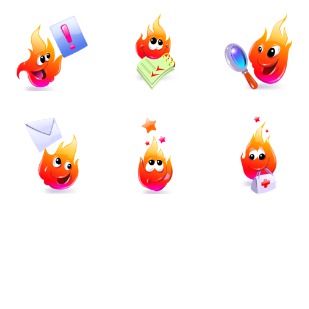 Fire cartoon icon sets preview