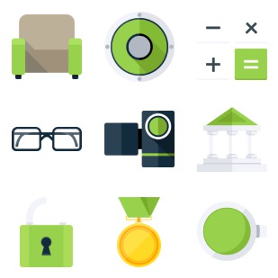 Green Flat icon sets preview