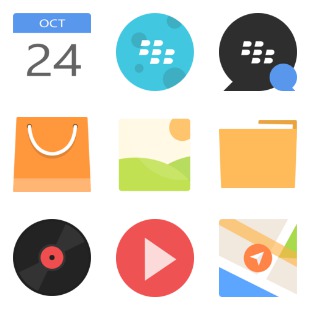 Flat Blackberry icon sets preview