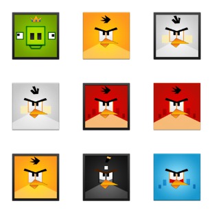 Square Angry Birds icon sets preview