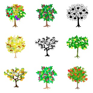 Fruits tree icon sets preview