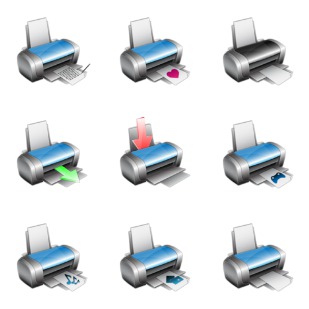 Printer set icon sets preview