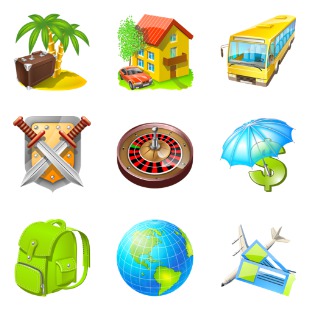 Travel icon sets preview