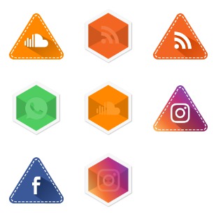 Social app hexagon and Triangle set icon sets preview