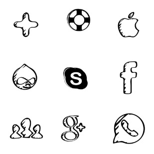 sketched social icon sets preview