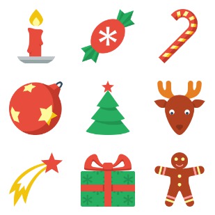 Christmas Flat Color icon sets preview