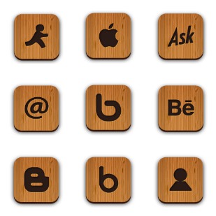 Wooden Social icon sets preview