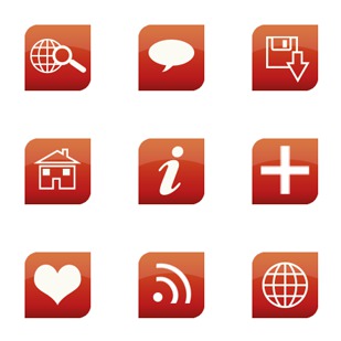 Glossy Red Web icon sets preview