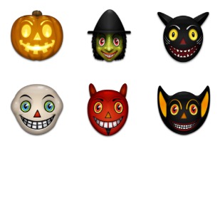 Vintage Halloween icon sets preview