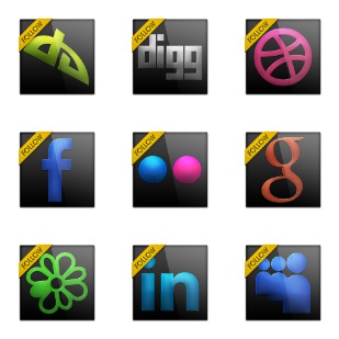 Black Gloss Social icon sets preview