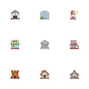 Buildings icon sets preview