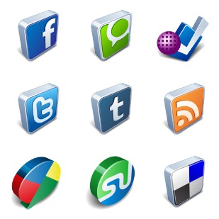 Vector 3D Social icon sets preview