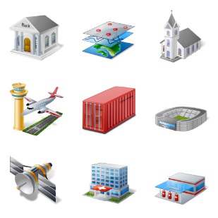 Vista Style GIS/GPS/MAP icon sets preview