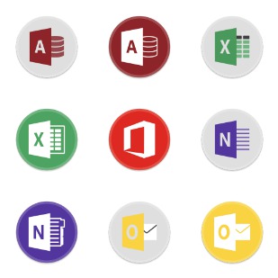 Button UI MS Office 2016 icon sets preview