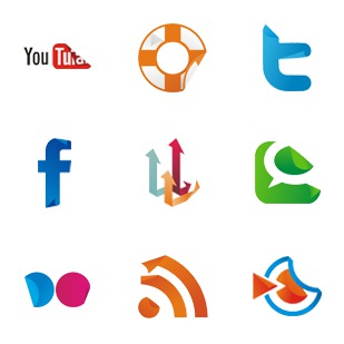 Social sticker set icon sets preview