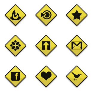 Yellow road sign icon sets preview