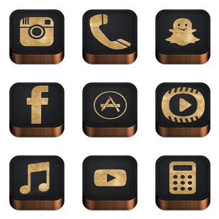 wood leather apple icon sets preview