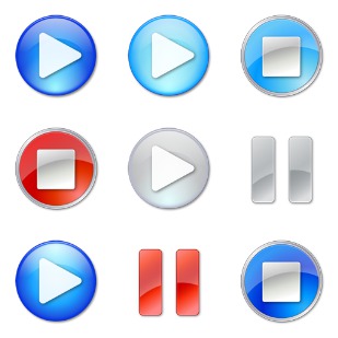 Vista Style Play/Stop/Pause icon sets preview