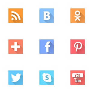 Flat Shadow Social Media icon sets preview