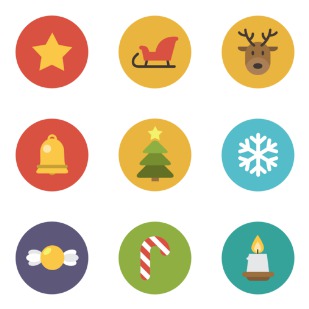 Flat Christmas Circle icon sets preview