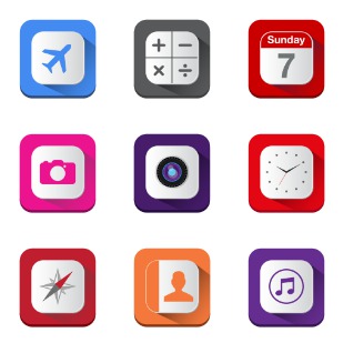 Long Shadow iOS7 icon sets preview