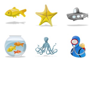 Aquatic icon sets preview