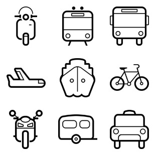 Transportation icon sets preview