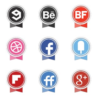 Round Ribbon Social icon sets preview