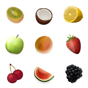 Fruits Illustrated icon sets preview