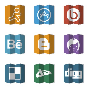 Folded Social Media icon sets preview