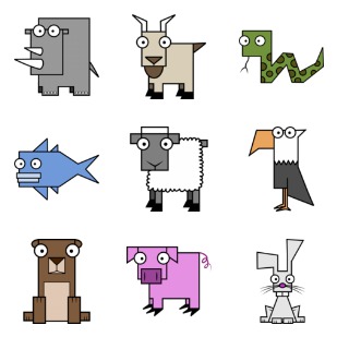 Squared Animal icon sets preview