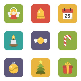 Flat Christmas icon sets preview