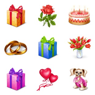 Gifts icon sets preview