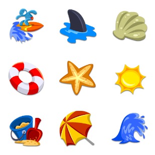 Beach icon sets preview