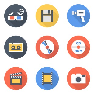 Flat Multimedia icon sets preview