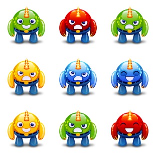 Cute monsters icon sets preview