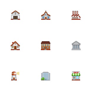 Buildings icon sets preview