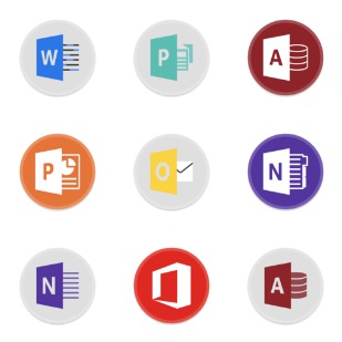 Button UI MS Office 2016 icon sets preview