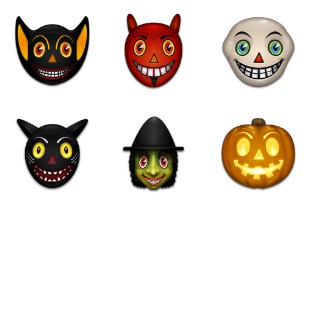 Vintage Halloween icon sets preview