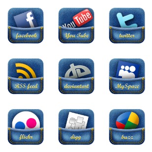 Jeans pocket social media icon sets preview