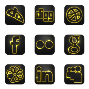 Neon Glow Social icon sets preview